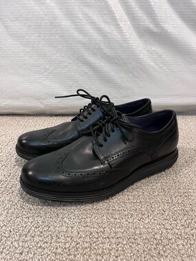 Cole Haan Men Original Grand Wingtip Oxford Black Shoes Leather C27984 Sz 11.5 W